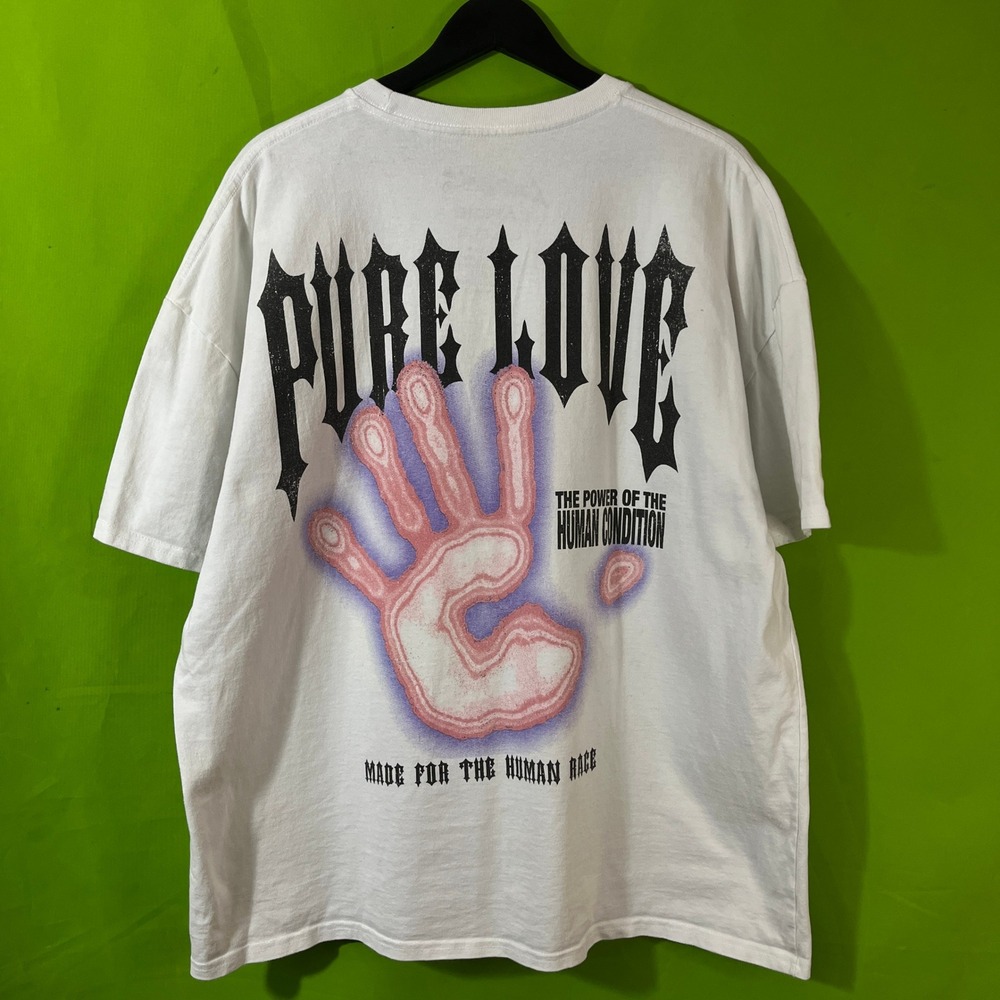 Oversize Loiter Human Condition Pure Love Graphic T-Shirt White Large Streetwear